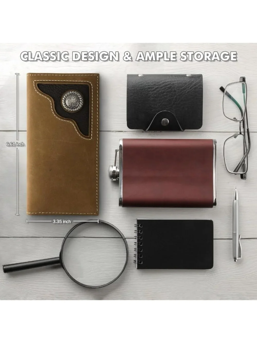 Genuine Leather Bifold Wallet for Men | Extra Capacity Western Rodeo Style Gift